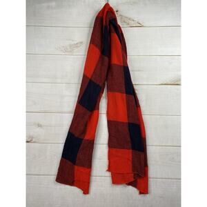 Red & Navy Buffalo Plaid Scarf Cashmere Blend 72x27 Shawl Winter Neck Warmer